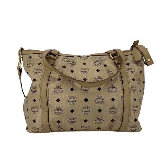 MCM Visetos Medium Essentials Shopper Tote – Beige with Monogram - Picture 5 of 12